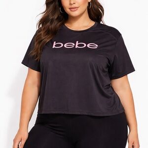 Bebe Black Tee with Pink Lettering